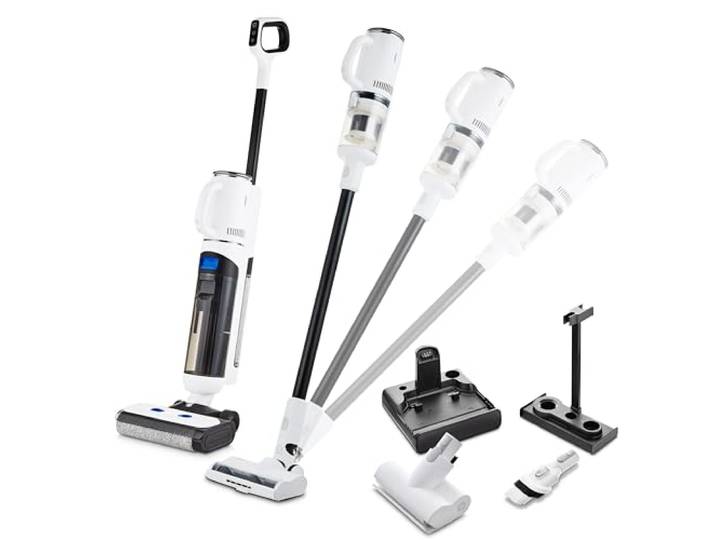 MEDION Nass Trockensauger H30 (2in1 kabelloser Saugwischer und Akku Staubsauger, bis zu 45 Min Laufzeit, getrennter Frischwasser Schmutzwassertank, Wischsauger für Hartböden Teppich)