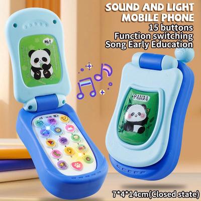 Tiny Tots Teens Trends Educational Music Phone Toy For Toddlers, Cartoon Simulation Flip Phone, Children's Day Gifts For Early Learning blue
