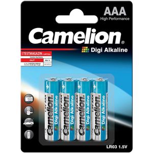 Camelion Batterien Digi, Alkaline, 1,5V, 10 Jahre lagerfähig, AAA / Micro / LR3, 4 Stück