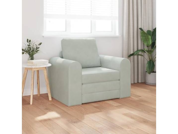HEFZGDB Helles Graues Samt Fußsofabett 2-in-1 98x71x83 cm mit Polsterkissen – Vielseitiges Tagesbett für Kompakte Wohnräume, Robustes Holzgestell und Stabile Bauweise, Ideal
