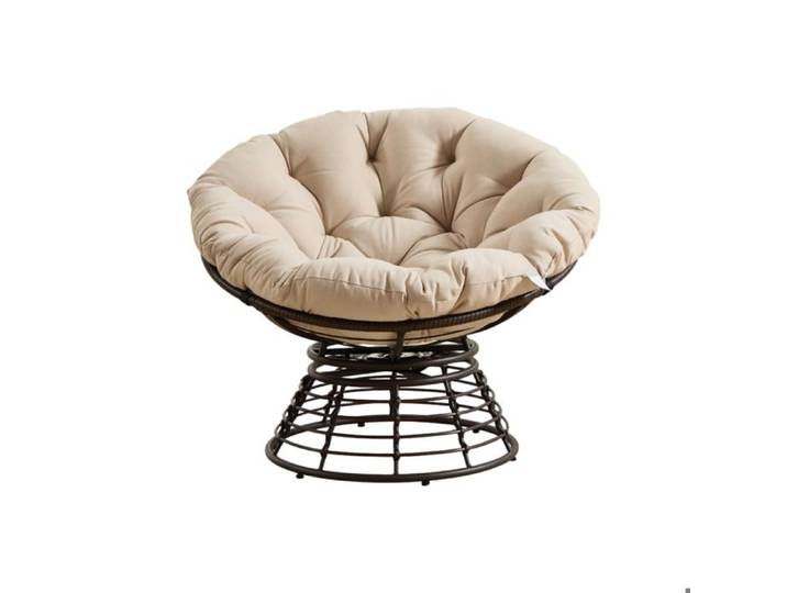 Fauteuil papasan rotatif 360° – Confort ergonomique – Beige et marron – 130 kg