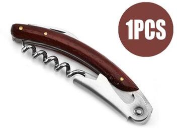 Multicon Wholesale Hub Multifunctional Wine Corkscrew With Wooden Handle, Shrimp Head Knife, Premium Wine Supplies For Home Bar dark Red