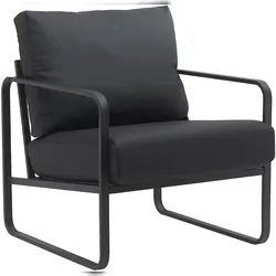 DELUKE Lounger Sessel JAKART - Kunstleder Schwarz 70x74x82 cm | Loungesessel Wohnzimmer Bequem Clubsessel Sessel Hotel