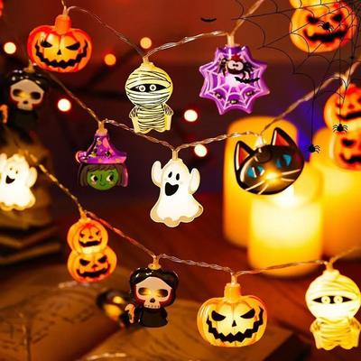 Uplift Picks Spooky Pumpkin Ghost Spider Web LED String Lights For Indoor Outdoor Halloween Decor mixed Style 1.5 M