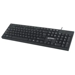 Manhattan USB-Tastatur, Kabelgebunden, 104 Tasten, integriertes USB-Kabel, LED-Anzeigen, schwarz