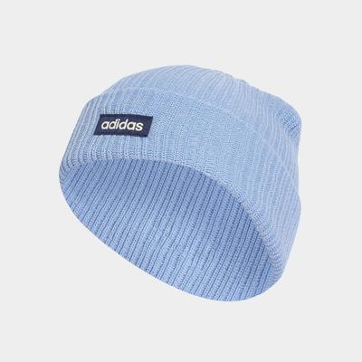 Beanie ADIDAS SPORTSWEAR "LINEAR, UMSCHLAG", Damen, glow blau, dunkelblau, ivory, Obermaterial: 100% Polyacryl, Mützen Beanie, mit umgeschlagenem Bündchen, schlichtes Design, zeitlose Silhouette