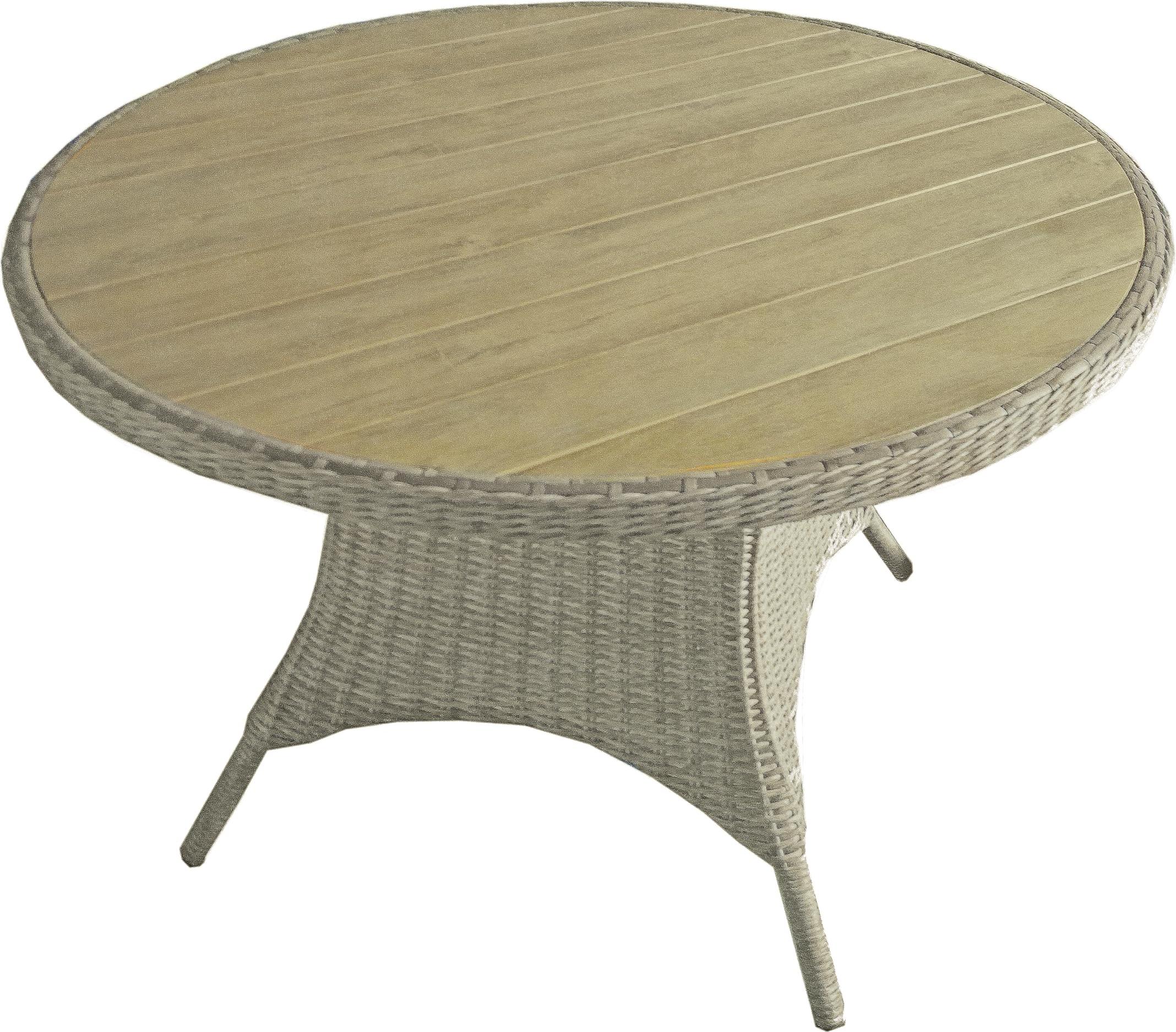 Gartentisch CITIES rund Teak-Look - Kunststoff, Ingwerbraun, 100x100x73cm | Terrassentisch Wetterfest Outdoor Tisch
