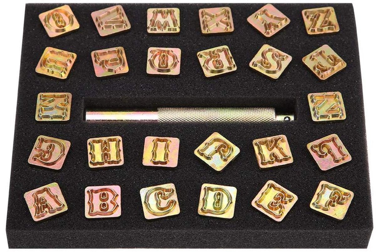 Alfabet Stempel Set van Metaal met 26 Letters, 13mm, Zilver