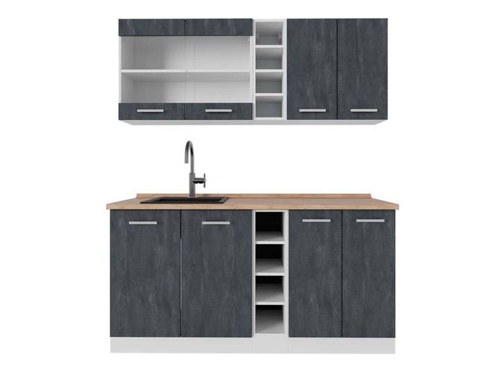 Cuisine R-Line 160cm PT Chêne Béton noir/Blanc Vicco 47403