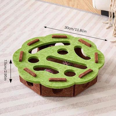 Uplift Treasures Interactive Felt Puzzle Box Cat Toy green Flower
