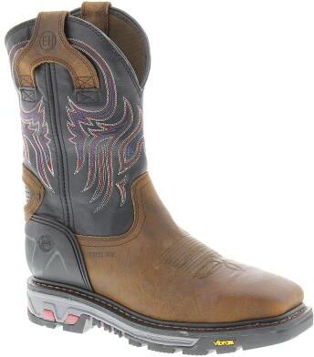"Justin Original Workboots Tanker 11"" Steel Square Toe - Mens 15 Brown Boot D"