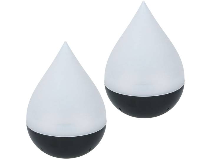 2er-Set Tropfen LED Solarleuchte, Ø 14 cm