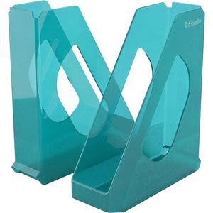 Esselte Stehsammler 626279, Colour'Breeze, A4, Plastik, mit niedrigem Rückenteil, blau transparent