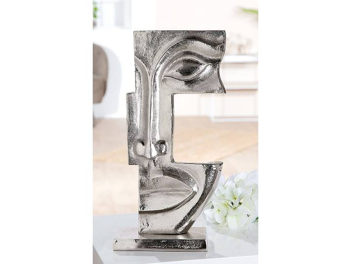 Skulptur Gesicht Big Lips 21 x 40 x 9cm Silber
