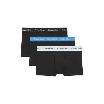 Boxershorts "Low Rise Trunk 3pk", Herren, Gr. XL (54), 3 Stk., Jersey, schwarz (schwarz w plein air wb schwarz logo, bl), Jersey, Obermaterial: 95% Baumwolle, 5% Elasthan, CALVIN KLEIN UNDERWEAR, unifarben, körpernah, Unterhosen, mit Logobündchen
