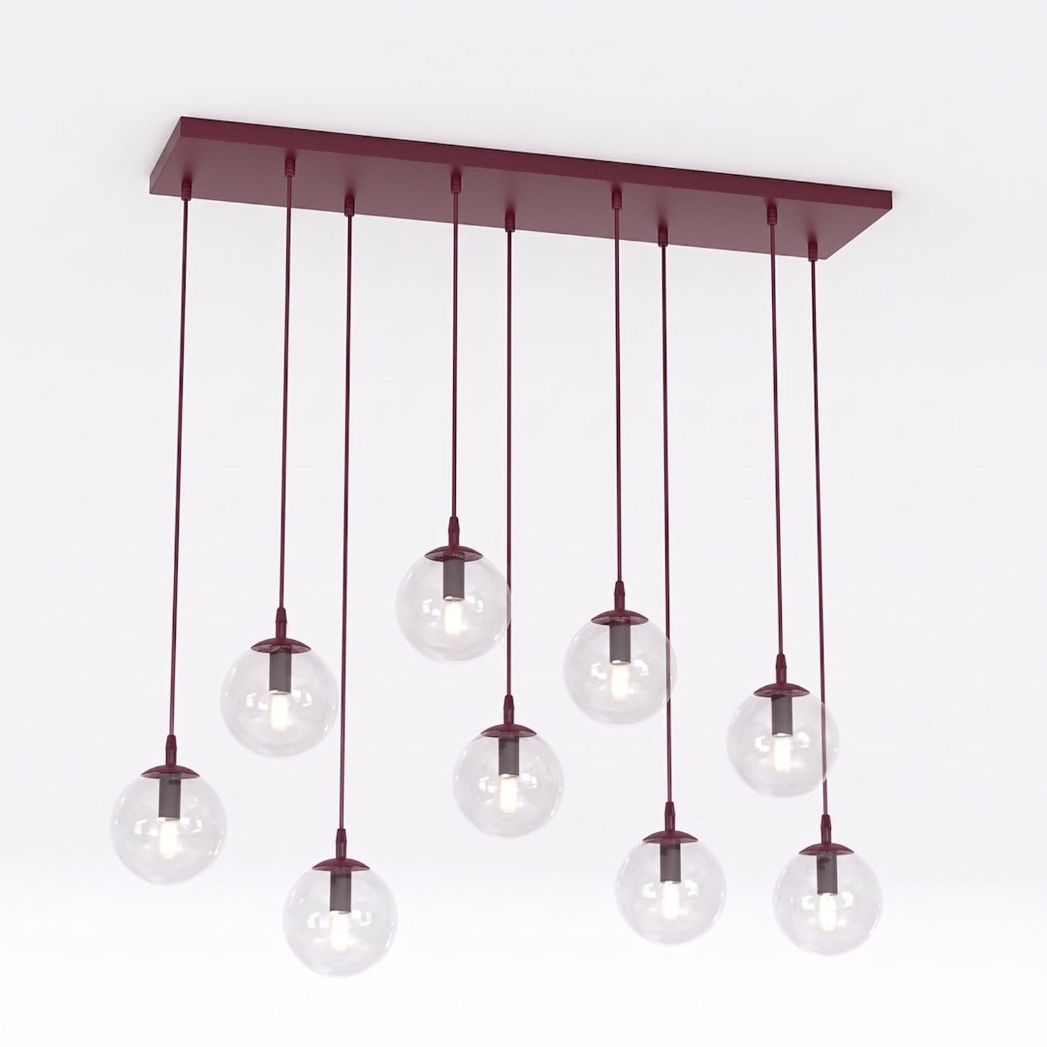 Emibig COSMO 9 Burgundy Transparante Glazen Plafondlamp