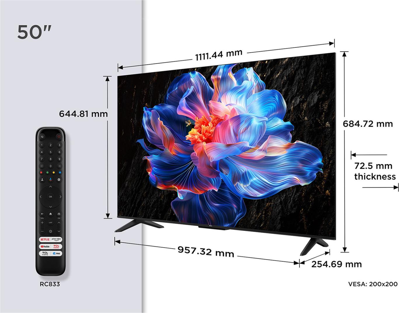 TCL 50P69K, 127 cm (50"), 3840 x 2160 Pixel, LED, Smart-TV, WLAN, Schwarz