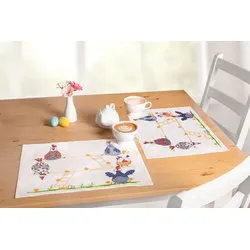 buttinette Tischsets "Verrückte Hühner", 2er-Set