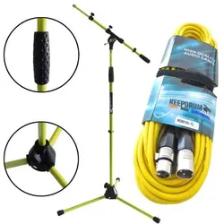 keepdrum MS106 YW Mikrofonständer mit Kabel, Mikrofonständer, Gelb