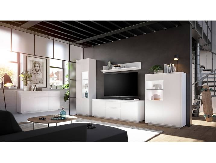 Vitrine éclairée 65 x 198 x 38cm Blanc