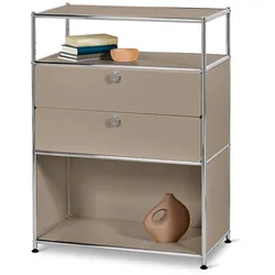 Tchibo - Kommode Metall »Cn3« mit 2 Schubladen - 77x40x102cm - taupe -