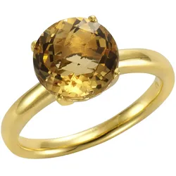 Jamelli Ring Silber 925 vergoldet mit echtem Citrin 10mm