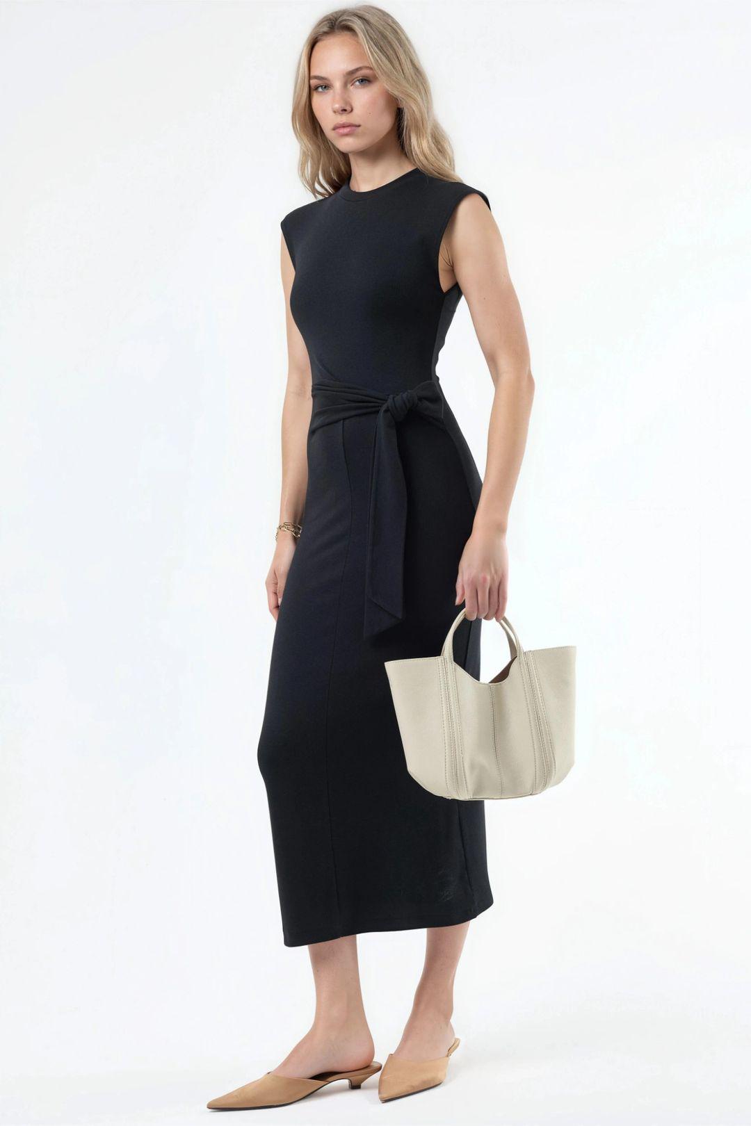Midi-Kleid mit Bindungsdetails