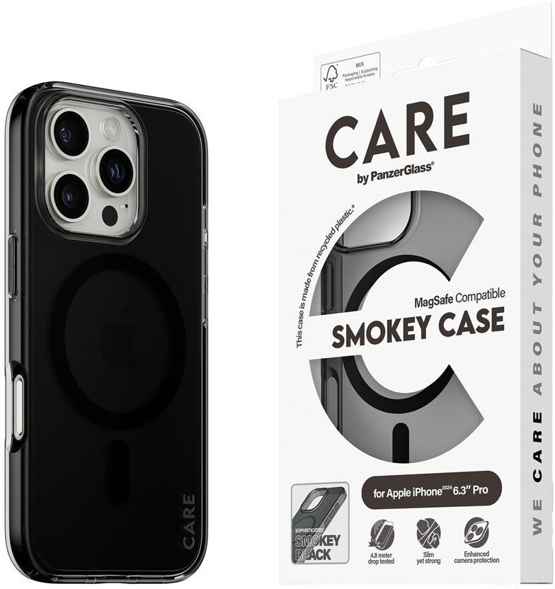 CARE by PanzerGlass iPhone 16 Pro FLAGSHIP Urban Combat Cover - MagSafe Kompatibel - Smokey / Black