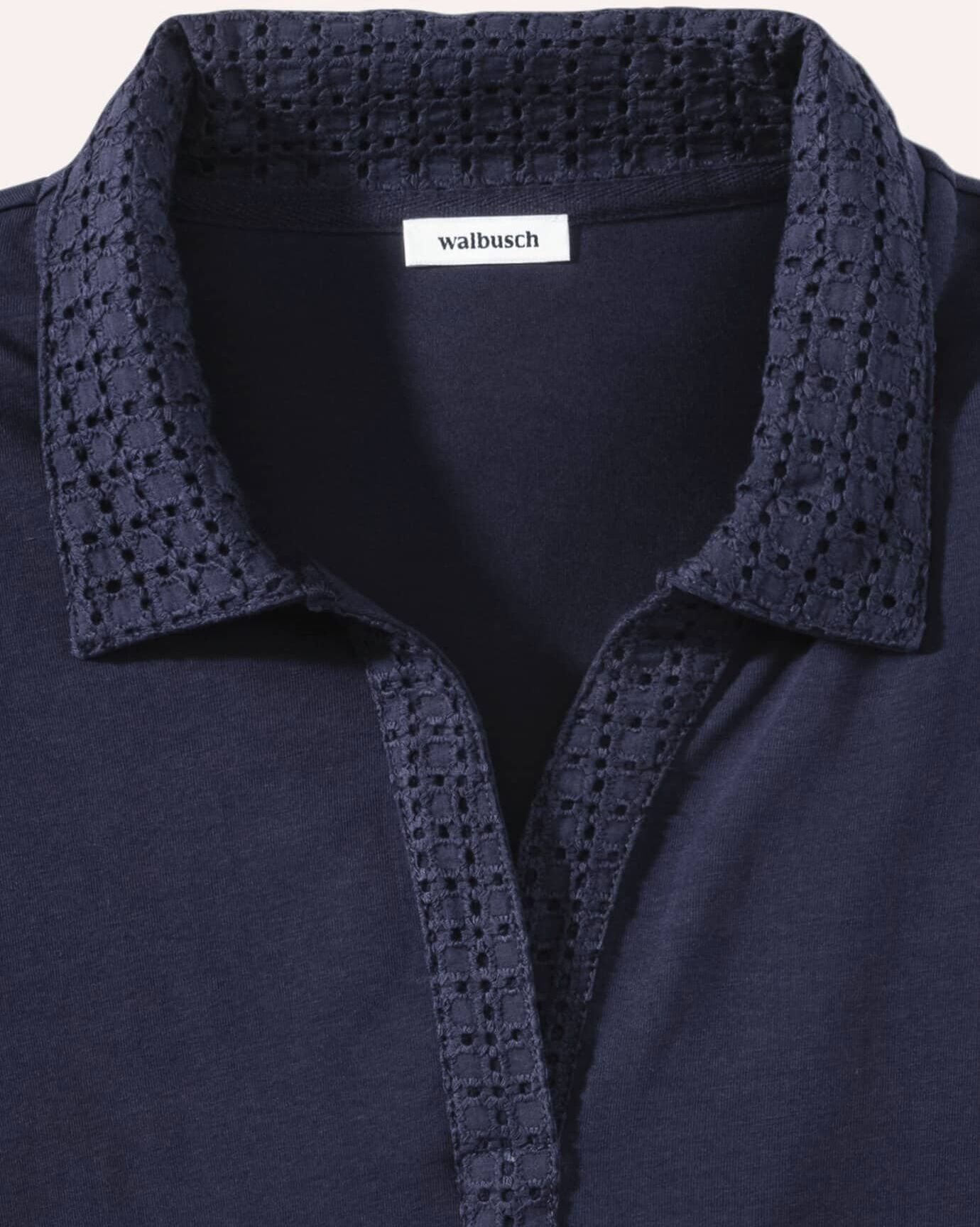 Walbusch Poloshirt Lochstickerei, normale Größen, Farbe Blau, 48,   Damen