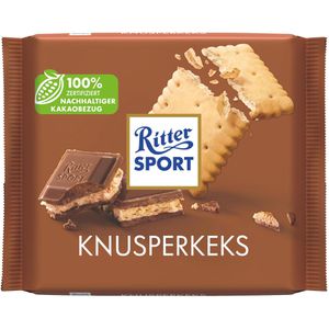 Ritter-Sport Tafelschokolade Knusperkeks, mit Butterkeks in feiner Kakaocrème, 100g