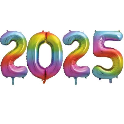 Folienballon Zahl 2025 Regenbogen bunt Silvester XL Ballon