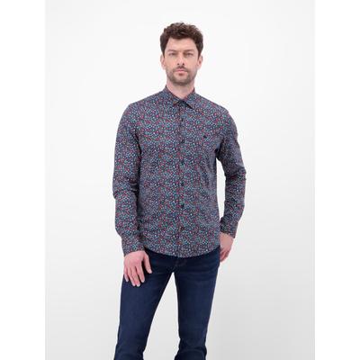 Langarmhemd LERROS "Jerseyhemd mit Haifischkragen", Herren, Gr. XL, Normalgrößen, vivid rot, 100% Baumwolle, Hemden