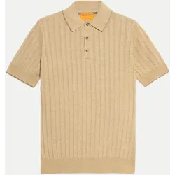 Teddy Polo Seiden-Leinen-Mischung Beige M