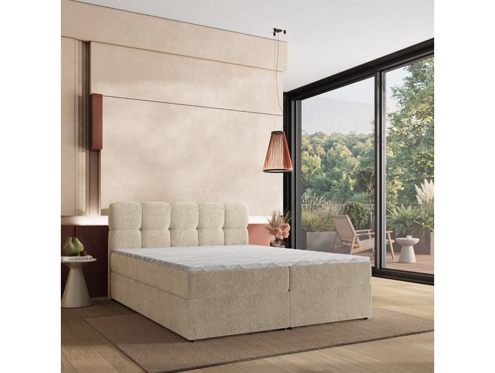 Masseno Boxspringbett MERU mit Bettkästen 180x200 cm - Creme, QUELLE 02