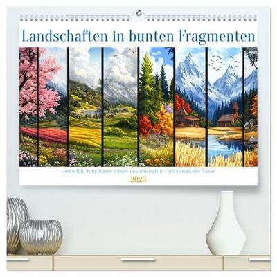 Landschaften in bunten Fragmenten (hochwertiger Premium Wandkalender 2026 DIN A2 quer), Kunstdruck in Hochglanz