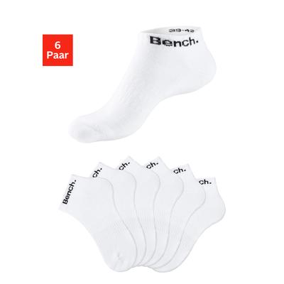 Sportsocken BENCH. "Damen Herren Kurzsocken, Halbhohe Socken", Damen, Gr. 39-42, weiß (6x weiß), Baumwollmischung, unifarben, elastisch, Socken Sportsocken, Tennis Kurzsocken mit Halbfußfrottee