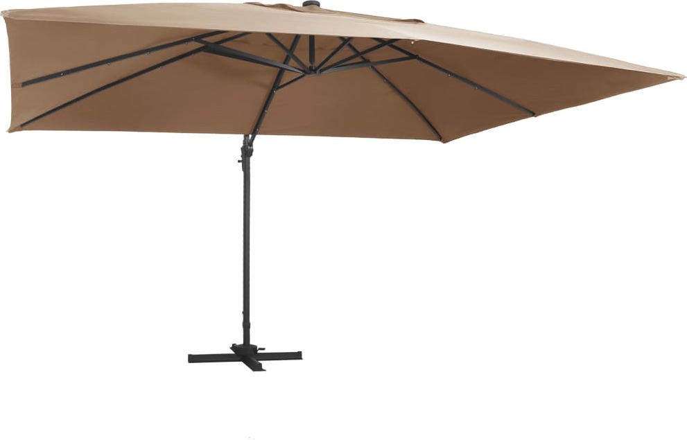 Ampelschirm mit LED-Beleuchtung Alu-Mast 400x300 cm Taupe