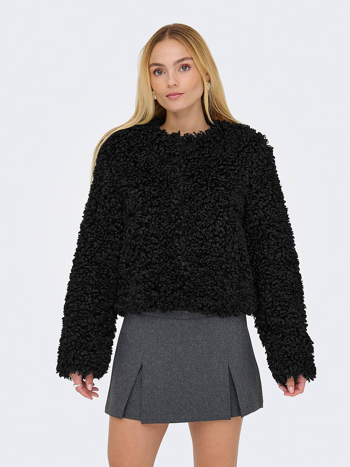 JDY Kunstpelzjacke "NEO" in Schwarz - S
