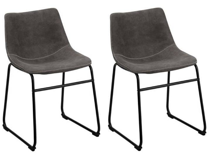 Lot de 2 chaises de bar en tissu gris BATAVIA