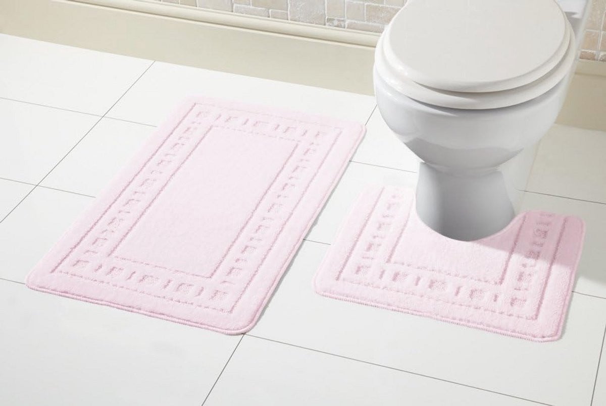 2-delige antislip badmat en voetstuk set - Blush Roze