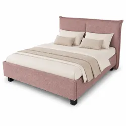 FMP Polsterbett Kord Paris 160x200 cm rosa 15 cm hoch eiche