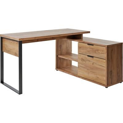 Eckschreibtisch JAHNKE "LOOP C 150 E", braun (kerneiche, anthrazit, anthrazit, kerneiche), B:150cm H:76,2cm T:120cm, Tische, Eckschreibtisch, Eckschreibtisch, wechselseitig montierbar, viel Stauraum