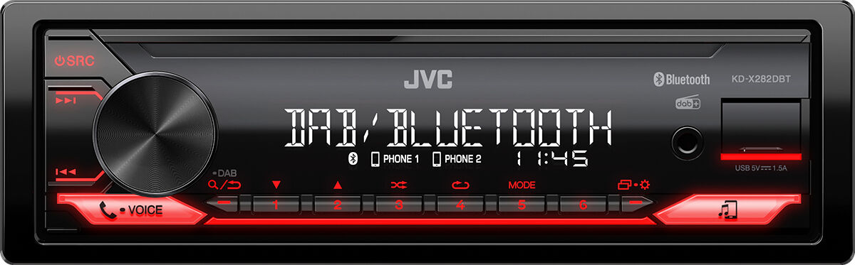 JVC Kd-X282dbt Autoradio 1 Din Dab Mp3 Usb Bluetooth Media Receiver - Kd-X282dbt