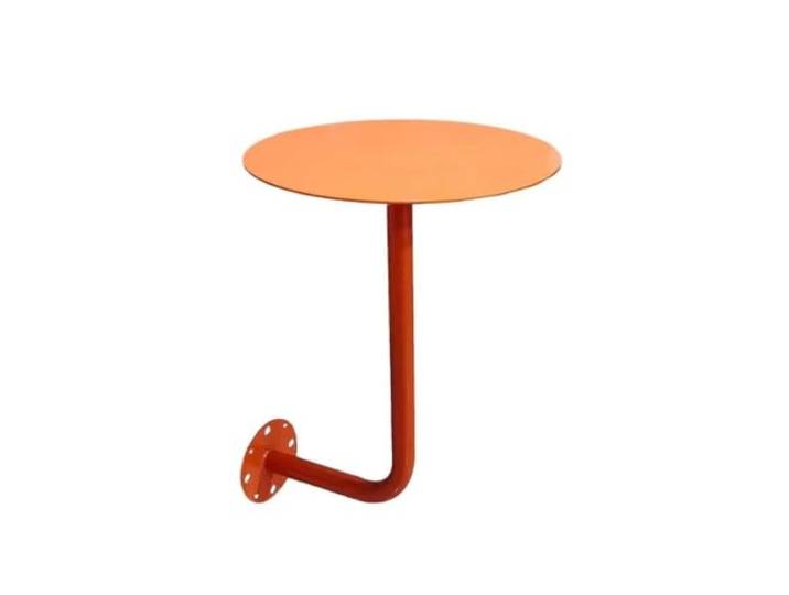 Kleiner Runder Wandtisch aus Edelstahl,Schwebender Beistelltisch für Bar Gebürsteter Edelstahl, Platzsparendes Design, Wandmontierter Bartisch, Einfache Montage(Orange,40cm/15.7in)