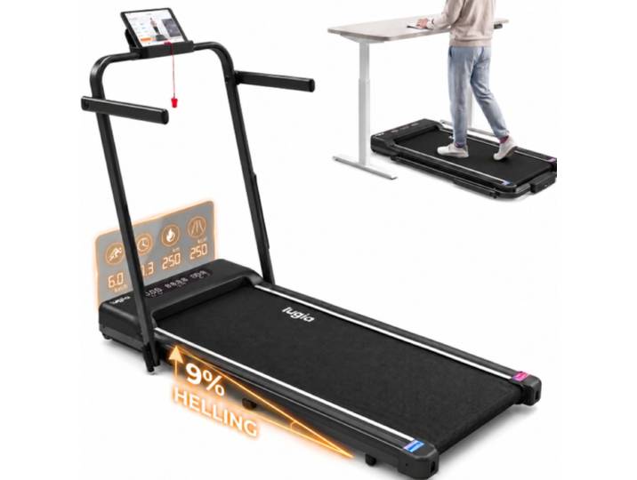 Lugia Fit Pro Loopband 1-12 km/h - Loopband met 9° helling - Opvouwbaar - LED-display - Afstandsbediening - 5-laagse schokabsorptie - Voor thuis &amp; kantoor