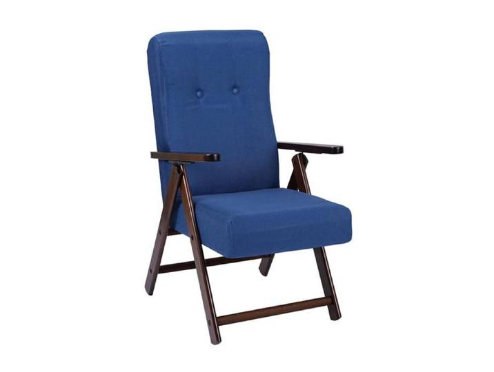 Fauteuil inclinable en bois en tissu bleu uni - Molisana