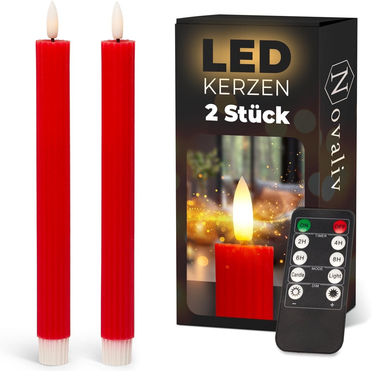 Merkloze LED Stick Kaarsen met Timer - Set van 2 stuks