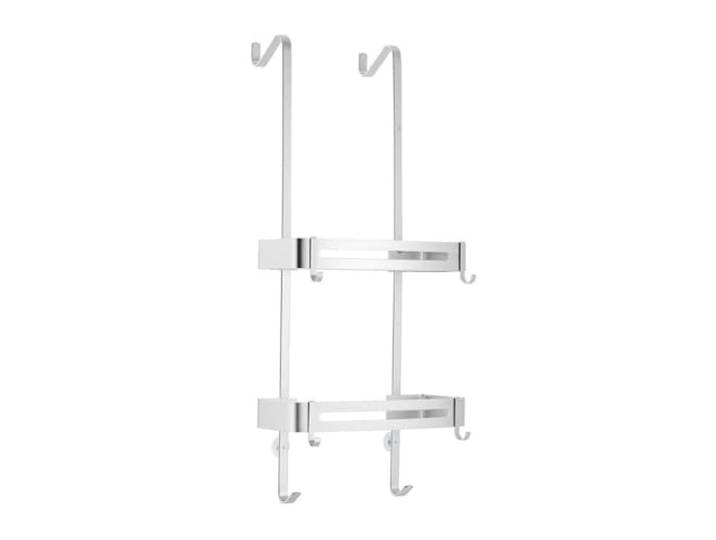 RUNZE765Z Lagerregal Hängender Duschorganisator mit 2-stöckigem Gestell und Haken, Schwarz/Splitter(Silver)