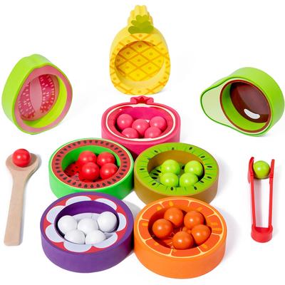 Uplifted Trends Montessori Wooden Color Matching Fruit Puzzle Educational Cognitive Bead Fine Motor Skills Toy For Kids Montessori Wooden Color Matching Fruit Puzzle Educational Cognitive Bead Fine Motor Skills Toy For Kids