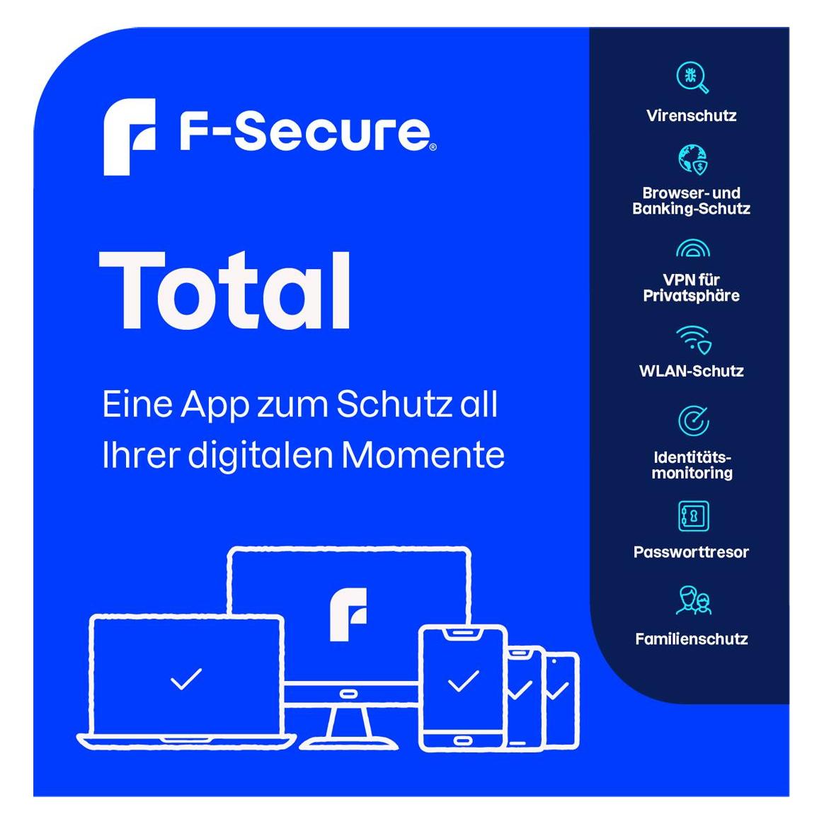 F-Secure Total (1 User, 5 Geräte/User, 24 Monate) (FCFTBR2N005E2)